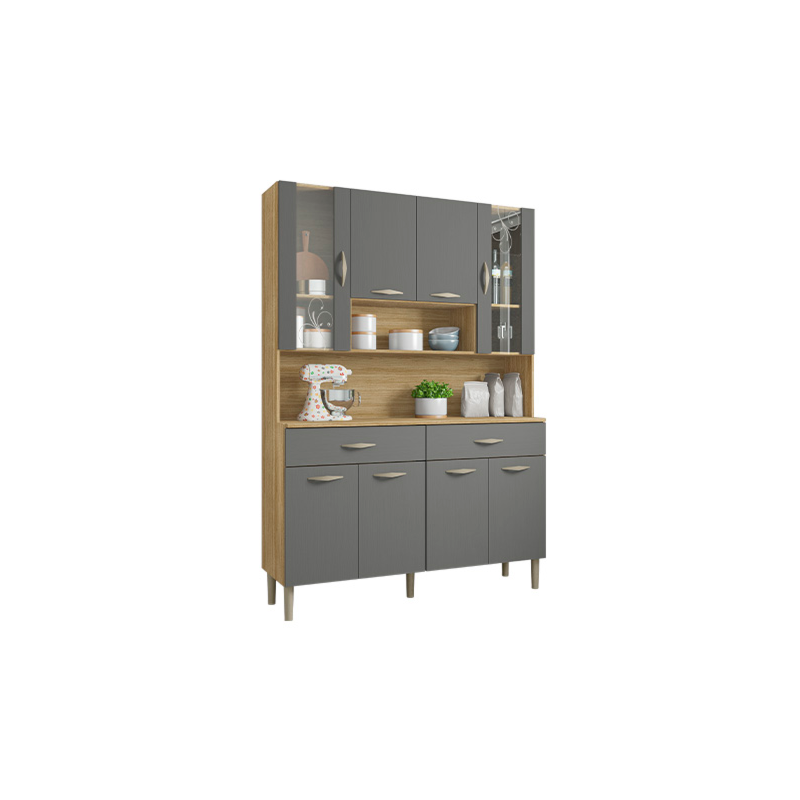 Kit Cozinha Compacta Kits Parana Golden 8 Portas 2 Gavetas Freijo/Gris