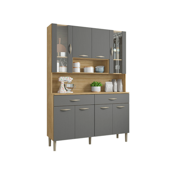 Kit Cozinha Compacta Kits Parana Golden 8 Portas 2 Gavetas Freijo/Gris-b9a17a97-5268-4c5d-b8fd-a3edfc7e28de