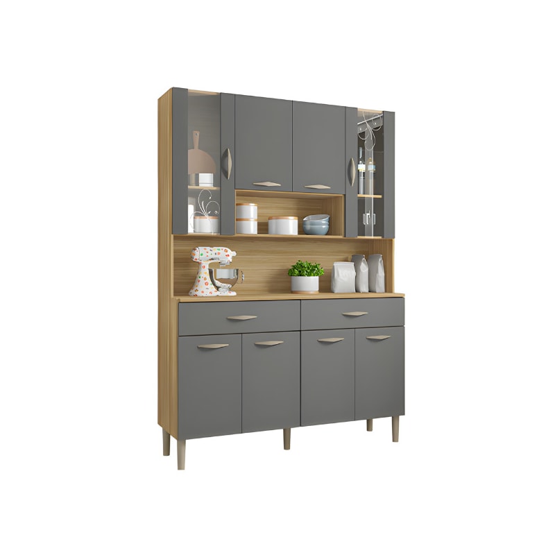 Kit Cozinha Compacta Kits Parana Golden 8 Portas 2 Gavetas Freijo/Gris-dfbb2aa5-c39d-4641-ac04-07e088588254