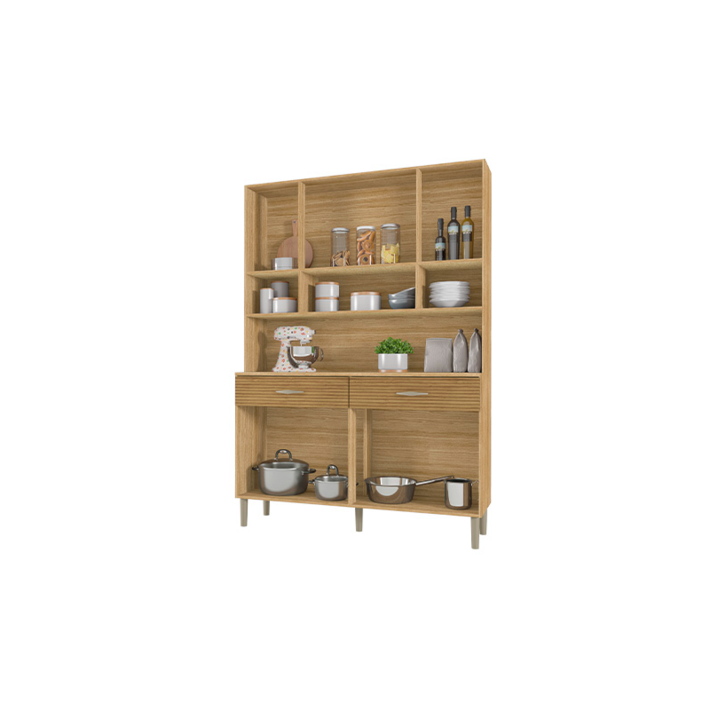 Kit Cozinha Compacta Kits Parana Golden 8 Portas 2 Gavetas Freijo/Supremo/CP Ripado Freijo