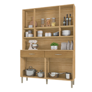 Kit Cozinha Compacta Kits Parana Golden 8 Portas 2 Gavetas Freijo/Supremo/CP Ripado Freijo