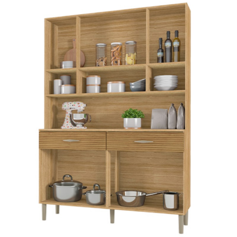 Kit Cozinha Compacta Kits Parana Golden 8 Portas 2 Gavetas Freijo/Supremo/CP Ripado Freijo-099fa170-e919-4beb-82ef-91e438f2e0e7