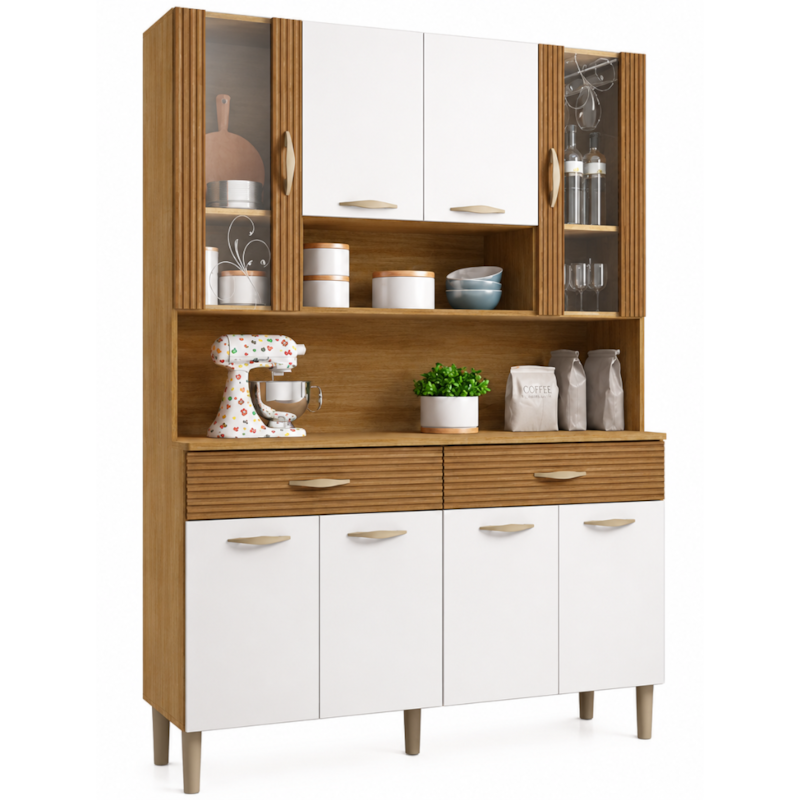 Kit Cozinha Compacta Kits Parana Golden 8 Portas 2 Gavetas Freijo/Supremo/CP Ripado Freijo-be2e0d0e-7cc7-4e41-82b8-c56ea4fe8d77