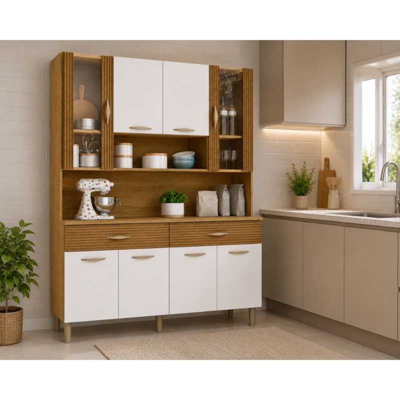 Kit Cozinha Compacta Kits Parana Golden 8 Portas 2 Gavetas Freijo/Supremo/CP Ripado Freijo-cc8b5a70-0d86-4b66-bf4a-9199b32fcd96