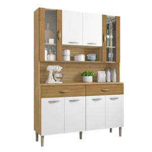 Kit Cozinha Compacta Kits Parana Golden 8 Portas 2 Gavetas Freijo/Supremo/CP Ripado Freijo