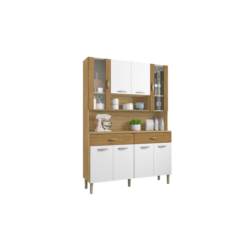 Kit Cozinha Compacta Kits Parana Golden 8 Portas 2 Gavetas Freijo/Supremo/CP Ripado Freijo