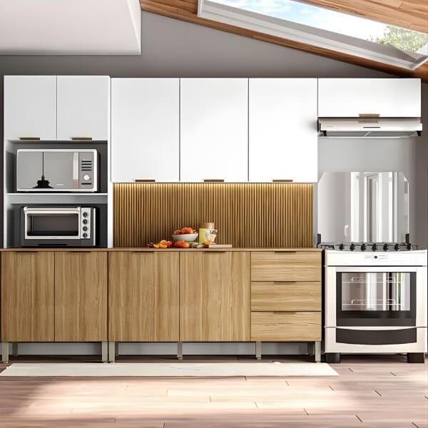 Kit Cozinha Completa Kits Paraná Glam 10 Portas 3 Gavetas com Balcão Freijó Supremo Ripado Freijó-37662436-a8bd-47a9-afbd-8f5404561669
