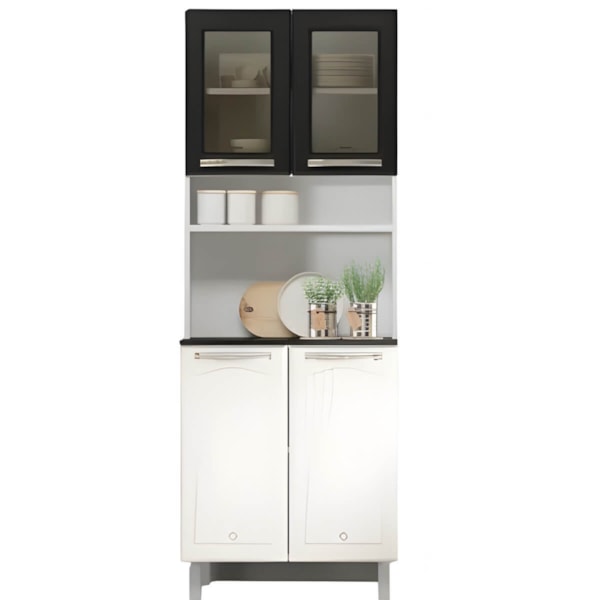 Kit Cozinha Cristal Duplo Telasul com Tampo 4 Portas com Vidro Preto-9fdf4939-4f2b-4852-8029-b7b49a3ea4d8