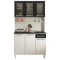 Kit Cozinha Cristal Telasul Triplo com Tampo 6 Portas 1 Gaveta com Vidro Preto-46edb4f9-8496-4881-8de6-d686c13416eb