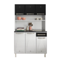 Kit Cozinha Cristal Triplo Telasul Preto com Tampo – 6 Portas (com Vidro) e 1 Gaveta, Aço com Pintura Anticorrosiva-296522c3-8942-459b-a7d1-085592ee1c2c