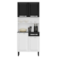 Kit Cozinha Itatiaia Compacta Pratika 4 Portas 1 Gaveta Branco e Preto, Design Funcional para Espaços Compactos-8fb9ddbc-7755-4906-ad10-aed7b0b627f7