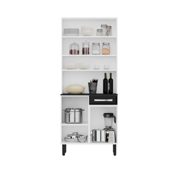 Kit Cozinha Itatiaia Compacta Pratika 4 Portas 1 Gaveta Branco/Preto-74718444-a7ae-4a2a-ae82-d44379b32819