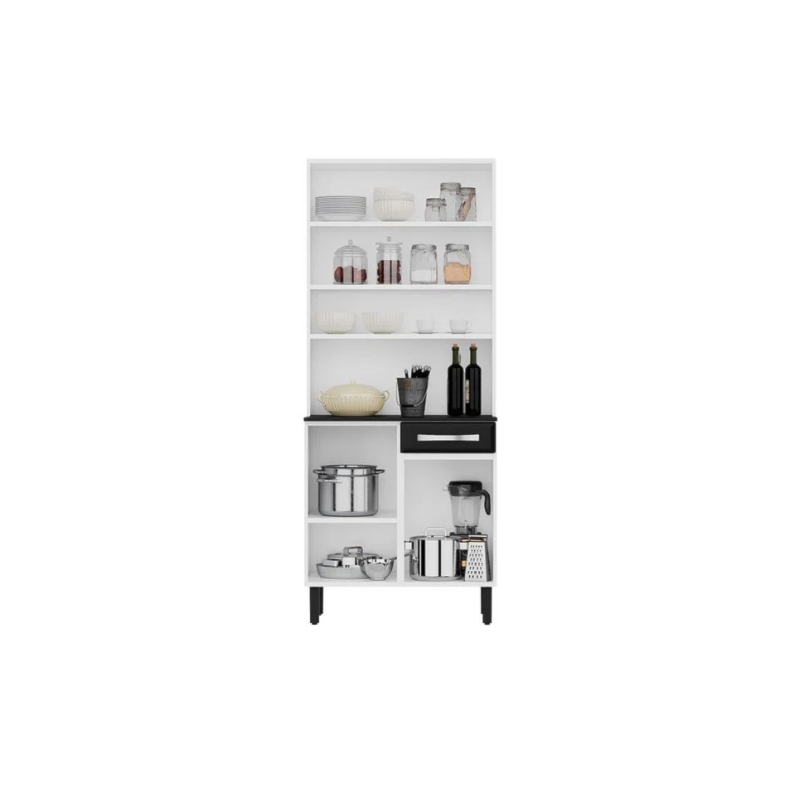 Kit Cozinha Itatiaia Compacta Pratika 4 Portas 1 Gaveta Branco/Preto