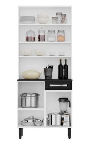 Kit Cozinha Itatiaia Compacta Pratika 4 Portas 1 Gaveta Branco/Preto