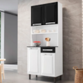 Kit Cozinha Itatiaia Compacta Pratika 4 Portas 1 Gaveta Branco/Preto-4e945630-a640-4343-833b-75b68cfd4156