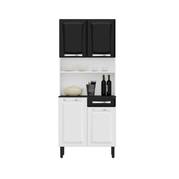 Kit Cozinha Itatiaia Compacta Pratika 4 Portas 1 Gaveta Branco/Preto-0578f5e4-a93c-4305-9e84-e7bec285ff87