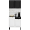 Kit Cozinha Itatiaia Compacta Pratika 4 Portas e 1 Gaveta Branco/Preto-63255d6e-863c-44e1-a110-38b07b225c5a