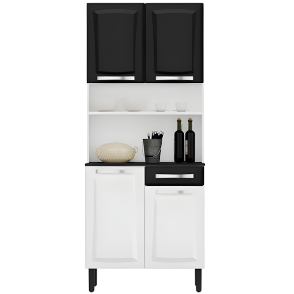 Kit Cozinha Itatiaia Compacta Pratika 4 Portas e 1 Gaveta Branco/Preto-4d5e60ed-aac3-4447-9beb-5df9fcd2124b