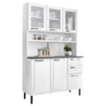Kit Cozinha Itatiaia Compacta Pratika 6 Portas com Vidro 2 Gavetas Branco KIT-120
