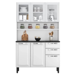 Kit Cozinha Itatiaia Compacta Pratika 6 Portas com Vidro 2 Gavetas Branco KIT-120