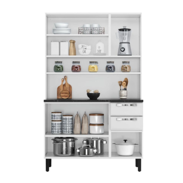 Kit Cozinha Itatiaia Compacta Pratika 6 Portas com Vidro 2 Gavetas Branco/Preto -a8be533c-deef-47c8-b5f7-81bbf9acf469
