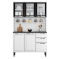 Kit Cozinha Itatiaia Compacta Pratika 6 Portas com Vidro 2 Gavetas Branco/Preto -72704033-ea10-49f4-9d4b-059315150b0a