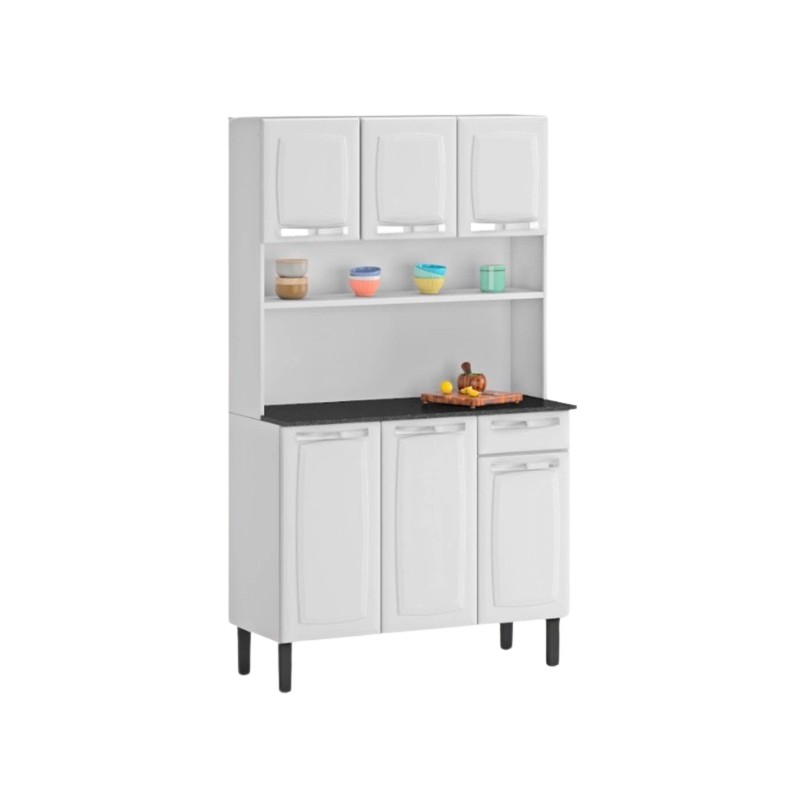 Kit Cozinha Itatiaia Rose 6 Portas 1 Gaveta Branco
