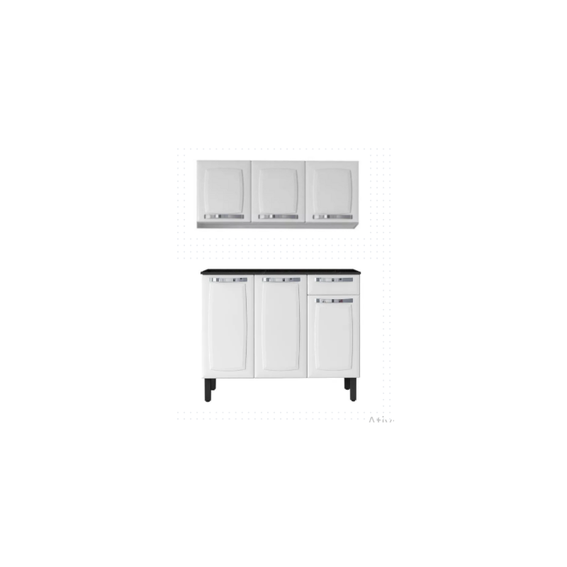 Kit Cozinha Itatiaia Rose 6 Portas 1 Gaveta Branco