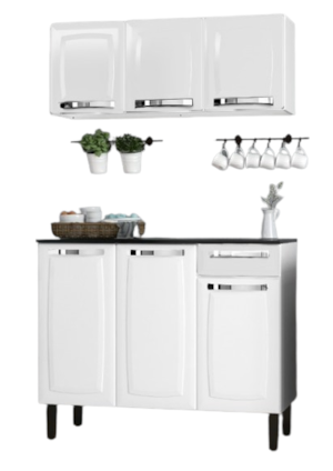 Kit Cozinha Itatiaia Rose 6 Portas 1 Gaveta Branco