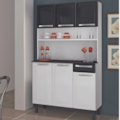 Kit Cozinha Itatiaia Rose 6 Portas 1 Gaveta Branco/Preto-803ce765-0012-4fe2-b649-47d2c0781cee