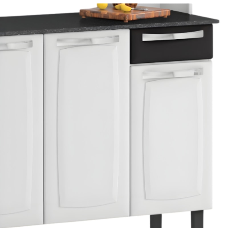 Kit Cozinha Itatiaia Rose 6 Portas 1 Gaveta Branco/Preto-af0be2ad-959b-4939-b7a2-a19dcdd330ef