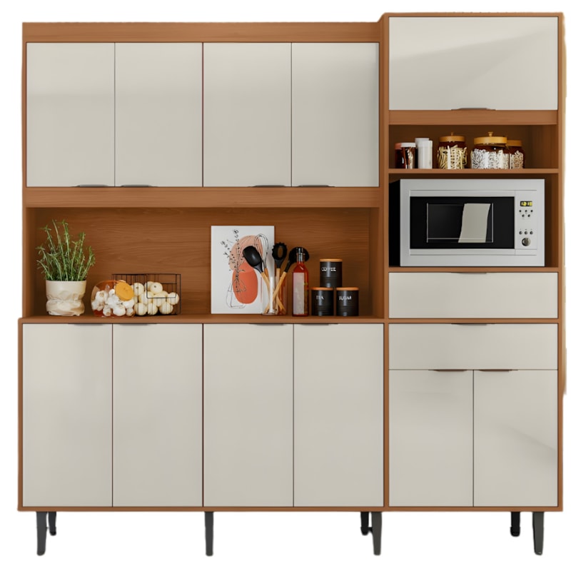 Kit Cozinha Lukaliam Bahamas 2.0 11 Portas Jequitibá/Off White-be0b0182-cc47-4f7e-bd4a-0e525c60aeeb