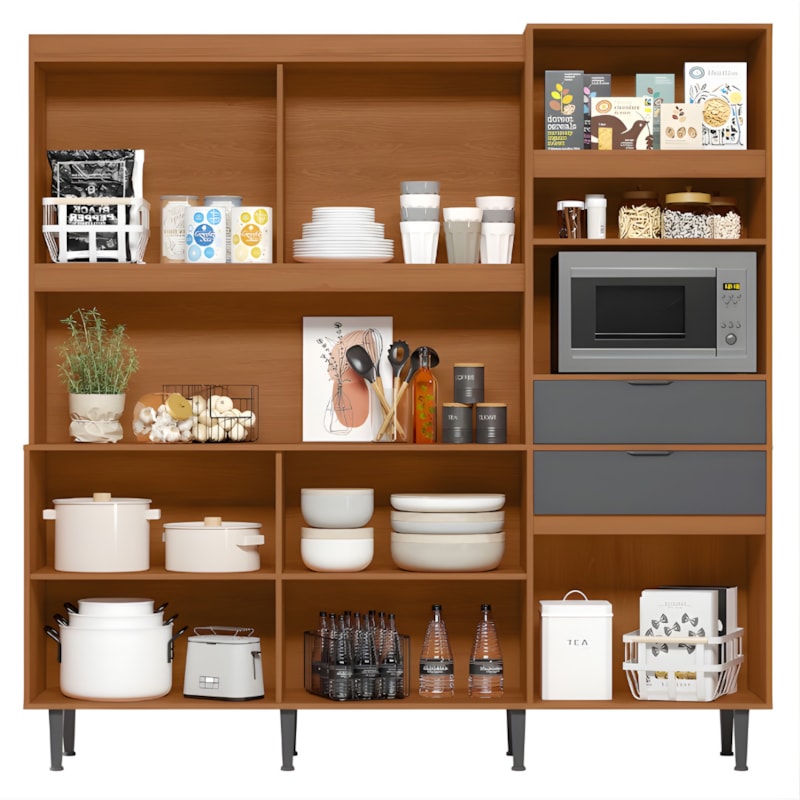 Kit Cozinha Lukaliam Bahamas 2.0 11 Portas Tauari/Cinza-7986adf7-7bf2-47e5-a68f-9b7ee0590207