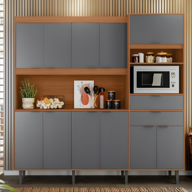 Kit Cozinha Lukaliam Bahamas 2.0 11 Portas Tauari/Cinza-83a16604-eeb7-4b18-8881-1488ada6a822