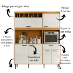 Kit Cozinha Lukaliam Dakota 1.6 com 6 Portas 1 Gaveta Tauari/Off White