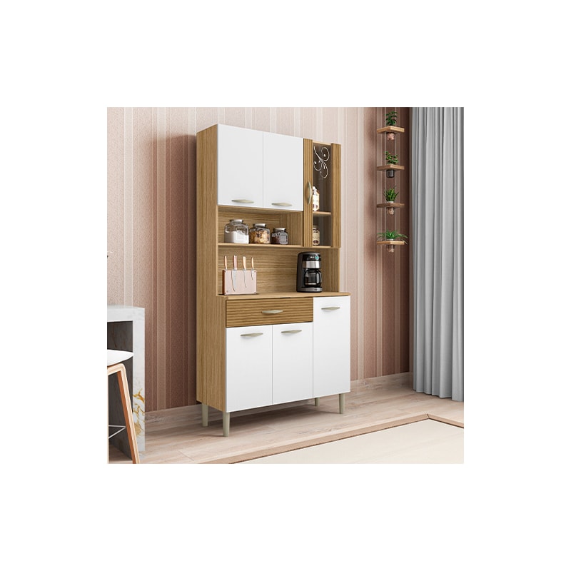 Kit Cozinha Parana Golden 6 Portas 1 Gaveta Freijo Supremo Ripado Freijo