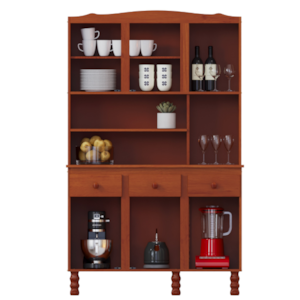 Kit Cozinha Serpil Clean 6 Portas 3 Gavetas com Espelho Nogal Acetinado