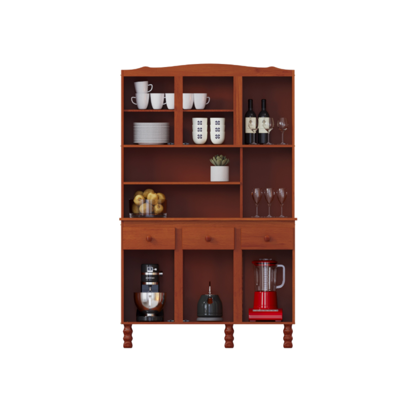 Kit Cozinha Serpil Clean 6 Portas 3 Gavetas com Espelho Nogal Acetinado-a257a1da-4396-4004-9e4a-e806f7cdbf39