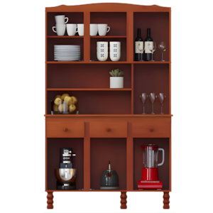 Kit Cozinha Serpil Clean 6 Portas 3 Gavetas com Espelho Nogal Acetinado