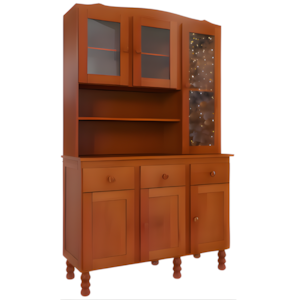 Kit Cozinha Serpil Clean 6 Portas 3 Gavetas com Espelho Nogal Acetinado