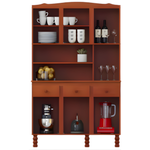 Kit Cozinha Serpil Clean 6 Portas 3 Gavetas com Espelho Nogal Acetinado