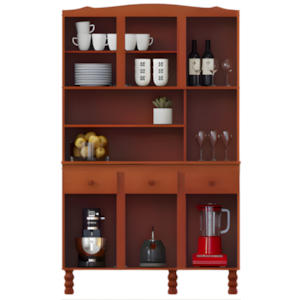 Kit Cozinha Serpil Clean 6 Portas 3 Gavetas com Espelho Nogal Acetinado