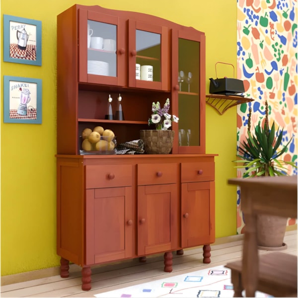 Kit Cozinha Serpil Clean 6 Portas 3 Gavetas com Espelho Nogal Acetinado-f8288b35-3225-4e5f-94f8-99512fe309cb