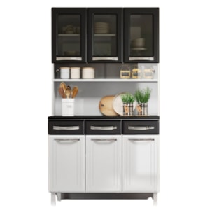 Kit Cozinha Telasul Esmeralda 3 Portas e 3 Gavetas Com Vidro Preto