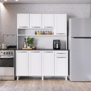 Kit Cozinha Telasul Esmeralda Branco 8 Portas e 1 Gaveta