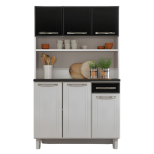 Kit Cozinha Telasul Esmeralda Preto 3 Portas e 1 Gaveta