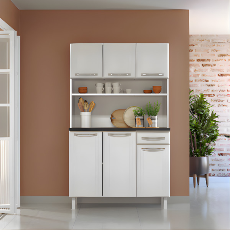 Kit Cozinha Telasul Esmeralda Triplo 6 Portas 1 Gaveta com Tampo Smart Branco-31283777-f7f1-4c3b-8c5a-7f6eeb638728