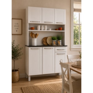 Kit Cozinha Telasul Esmeralda Triplo 6 Portas 1 Gaveta com Tampo Smart Branco