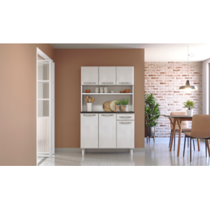 Kit Cozinha Telasul Esmeralda Triplo 6 Portas 1 Gaveta com Tampo Smart Branco 