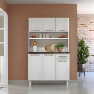 Kit Cozinha Telasul Esmeralda Triplo 6 Portas 1 Gaveta com Tampo Smart Branco